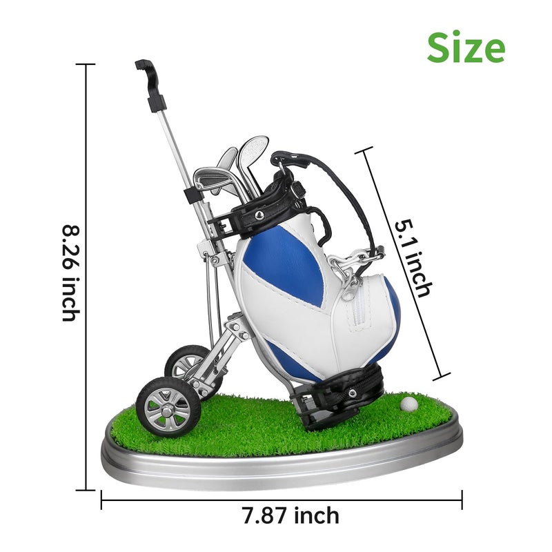10L0L Golf Pen Holder 3 Club Pens & Movable Cart, Mini Golf Bag Desk Decor for Office, Funny Gifts for Men, Dad, Boss Stocking Stuffers for Golfers on Birthday, Christmas, Fathers Day (Blue) - Image 5